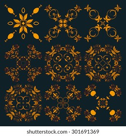 Set of round ornaments. Vector illustration