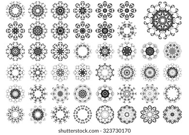 Set of round ornaments. Vector illustration