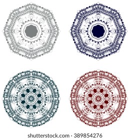 Set of round ornaments. Vector illustration