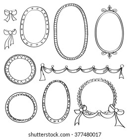 Set of Round and Oval Frames. Vector Illustration