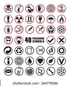 Set of Round Packaging Symbols in Vector Format