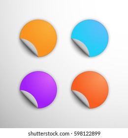 Set of round paper stickers