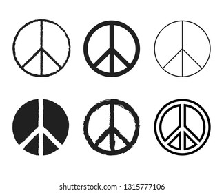 Set of round peace sign. Nuclear disarmament icons set