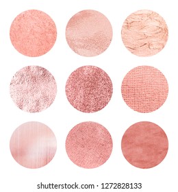 Set of round pink texture vectors