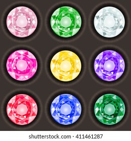 Set round precious stones.