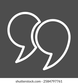 A set of round quotation marks in white on a dark gray background. Quotation marks in the title, round ticks, and quote icons in the comments. Inverted comma characters. Vector EPS 10.