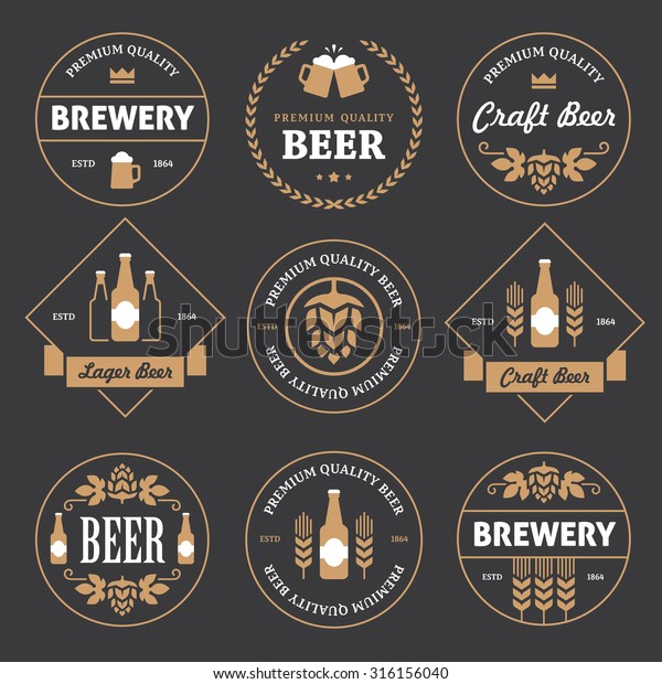 Set Round Rhombus Beer Labels Emblems Stock Vector (Royalty Free) 316156040