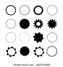 Set of round scalloped frames. Simple  labels, frames and stickers, with various borders, to use with your designs.