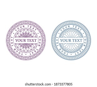 Set of round seals on a white background. Guilloche seals for certificates. 