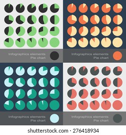 Set of the round segmented charts in flat style. Vector illustration
