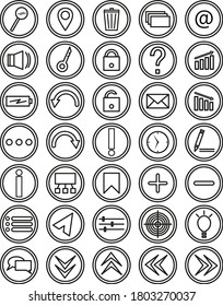 set of round shape icons with outline signs inside. collection of modern infographic logos and pictograms