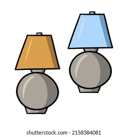 A set of round simple table lamps with different shades, vector illustration in cartoon style on a white background