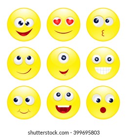 Set of round smiles, vector eps10