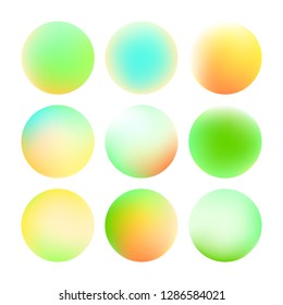 Set of round soft color gradient with nature colors. Vector illustration abstract background