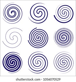 Set of round spiral. Simple. abstract. Vector illustration. For your design. On a white background.