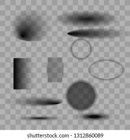 Set of round and square shadow effects. Vector shadows isolated.Vector illustration EPS10