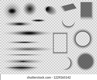 Set of round and square shadow effects.Vector shadows isolated.  Vector illustration EPS10