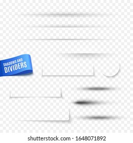 Set Of Round And Square Shadows And Dividers With Transparency For Your Design. Vector Illustration 