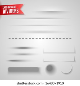 Set Of Round And Square Shadows And Dividers With Transparency For Your Design. Vector Illustration 