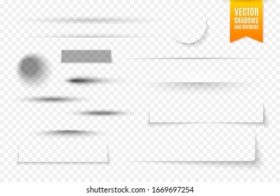 Set Of Round And Square Shadows And Dividers With Transparency For Your Design. Vector Illustration 