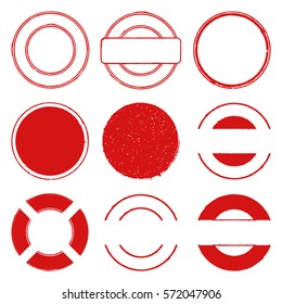 Set of round stamp grunge texture red color for your design. EPS10 vector.