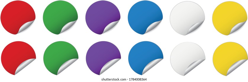 set of round sticker banners on white background