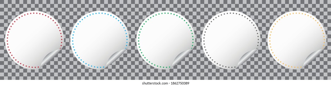 set of round sticker banners on transparent background