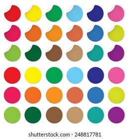 Set of Round stickers. Circle labels with shadows, Vector