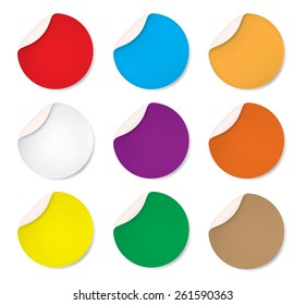Set of Round stickers. Circle labels with shadows, Vector