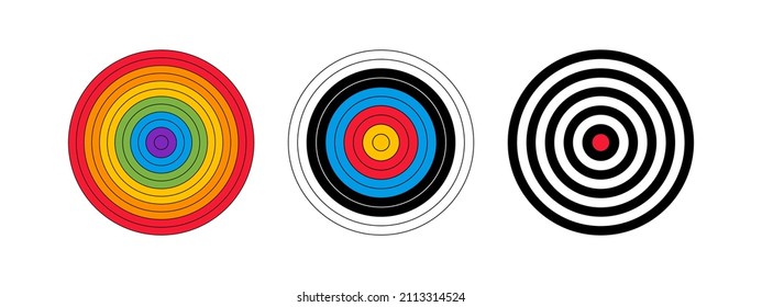 Set round target for target shooting competition. Template target with numbers for shooting range or pistol shooting. Vector illustration.