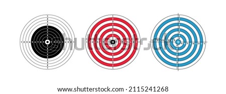 Set round target for target shooting competition. Template target with numbers for shooting range or pistol shooting. Vector illustration.