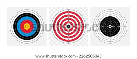 Set round target for target shooting competition. Concept achieving the goal in business. Template target with numbers for shooting range, archery and pistol shooting. Vector illustration.