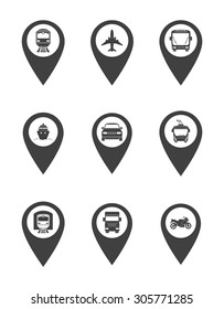 Set of round transport pointers. Vector EPS8 illustration. 