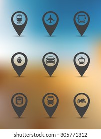 Set of round transport pointers. Vector EPS10 illustration. 