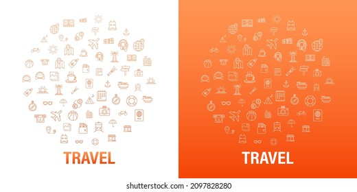 Set round travel icon for web design. Business icon. Vector stock illustration.