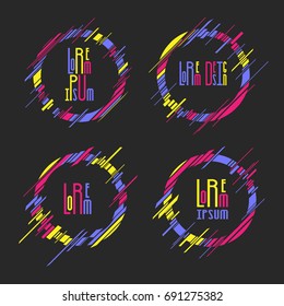 Set of round vector frame with modern dynamic shapes, hipster style design. Stylish element for art flayer,,brochures,gift cards, party invitations