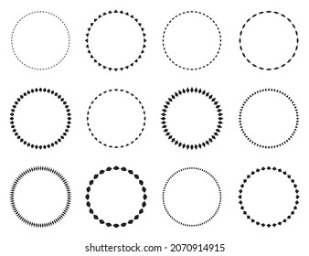 Set of round vector frames. Circle design pattern art.