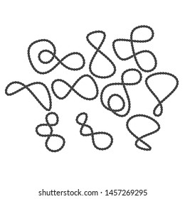 Set of round vector frames from nautical rope isolated on white background. vector - illustration