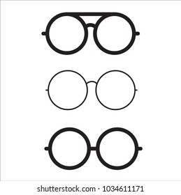 Set of round vector glasses  isolated on white background,
