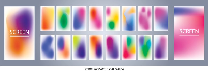 Set of round Vector Gradient. Multicolor Sphere. Modern abstract background texture. Template for design. Isolated  objects.