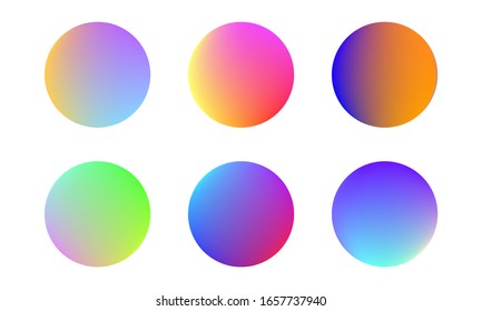 Set of round Vector Gradient. Multicolor Sphere. Modern abstract background texture. Template for design. Isolated objects