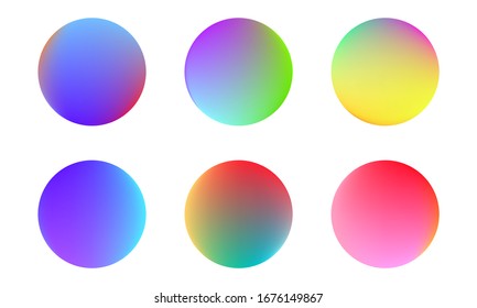 Set of round Vector Gradient. Multicolor Sphere. Modern abstract background texture. Template for design. Isolated objects