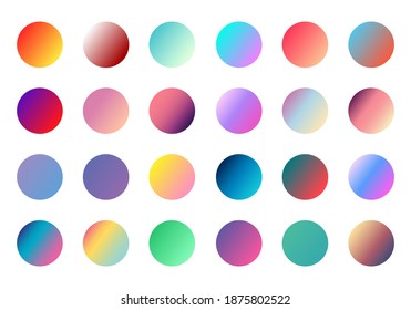 Set of round Vector Gradient. Multicolor Sphere. Modern abstract background texture. Template for design. Isolated objects