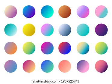 Set of round Vector Gradient. Multicolor Sphere. Modern abstract background texture. Template for design. Isolated objects