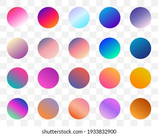 Set of round Vector Gradient. Multicolor Sphere. Modern abstract background texture. Template for design. Isolated objects
