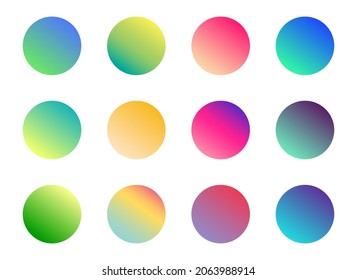 Set of round Vector Gradient. Multicolor Sphere. Modern abstract background texture. Template for design. Isolated objects
