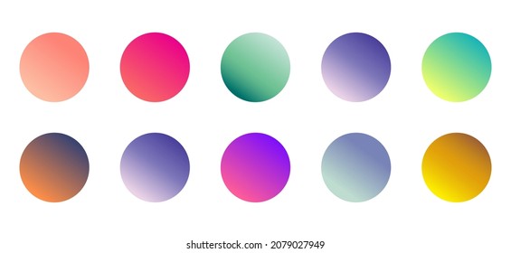Set of round Vector Gradient. Multicolor Sphere. Modern abstract background texture. Template for design. Isolated objects