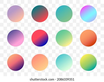Set of round Vector Gradient. Multicolor Sphere. Modern abstract background texture. Template for design. Isolated objects
