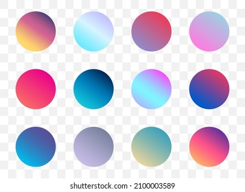 Set of round Vector Gradient. Multicolor Sphere. Modern abstract background texture. Template for design. Isolated objects
