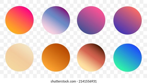 Set of round Vector Gradient. Multicolor Sphere. Modern abstract background texture. Template for design. Isolated objects

